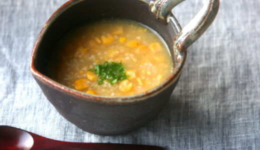 ＜レシピ＞ひえととうもろこしの中華風スープ